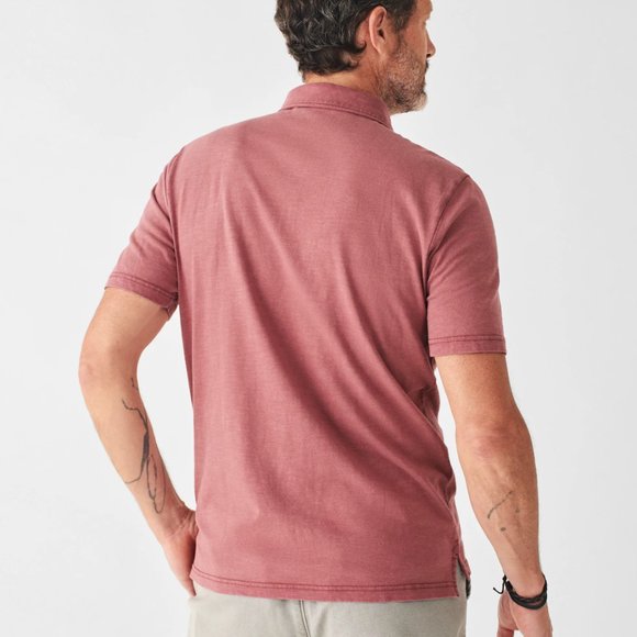 Faherty Sunwashed Polo- Wine - Picture 2 of 3